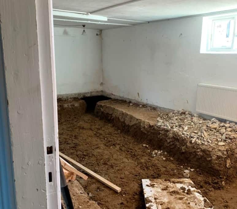 renovering af kælder undervejs